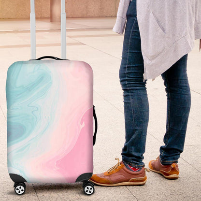 Teal Pink Liquid Marble Print Luggage Cover GearFrost