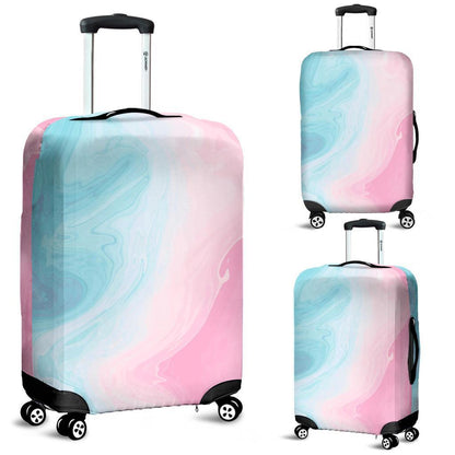 Teal Pink Liquid Marble Print Luggage Cover GearFrost