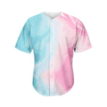 Teal Pink Liquid Marble Print Men's Baseball Jersey