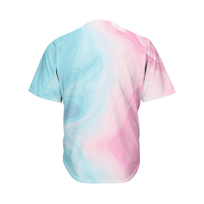 Teal Pink Liquid Marble Print Men's Baseball Jersey