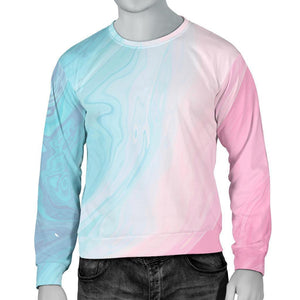 Teal Pink Liquid Marble Print Men's Crewneck Sweatshirt GearFrost