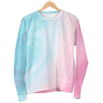 Teal Pink Liquid Marble Print Men's Crewneck Sweatshirt GearFrost