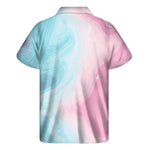 Teal Pink Liquid Marble Print Men's Short Sleeve Shirt