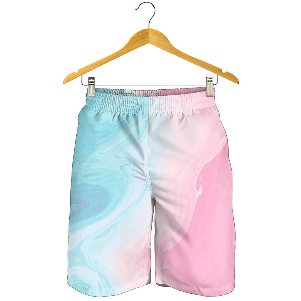 Teal Pink Liquid Marble Print Men's Shorts