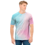 Teal Pink Liquid Marble Print Men's T-Shirt