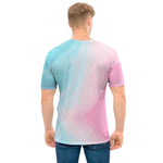 Teal Pink Liquid Marble Print Men's T-Shirt