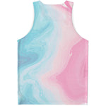 Teal Pink Liquid Marble Print Men's Tank Top