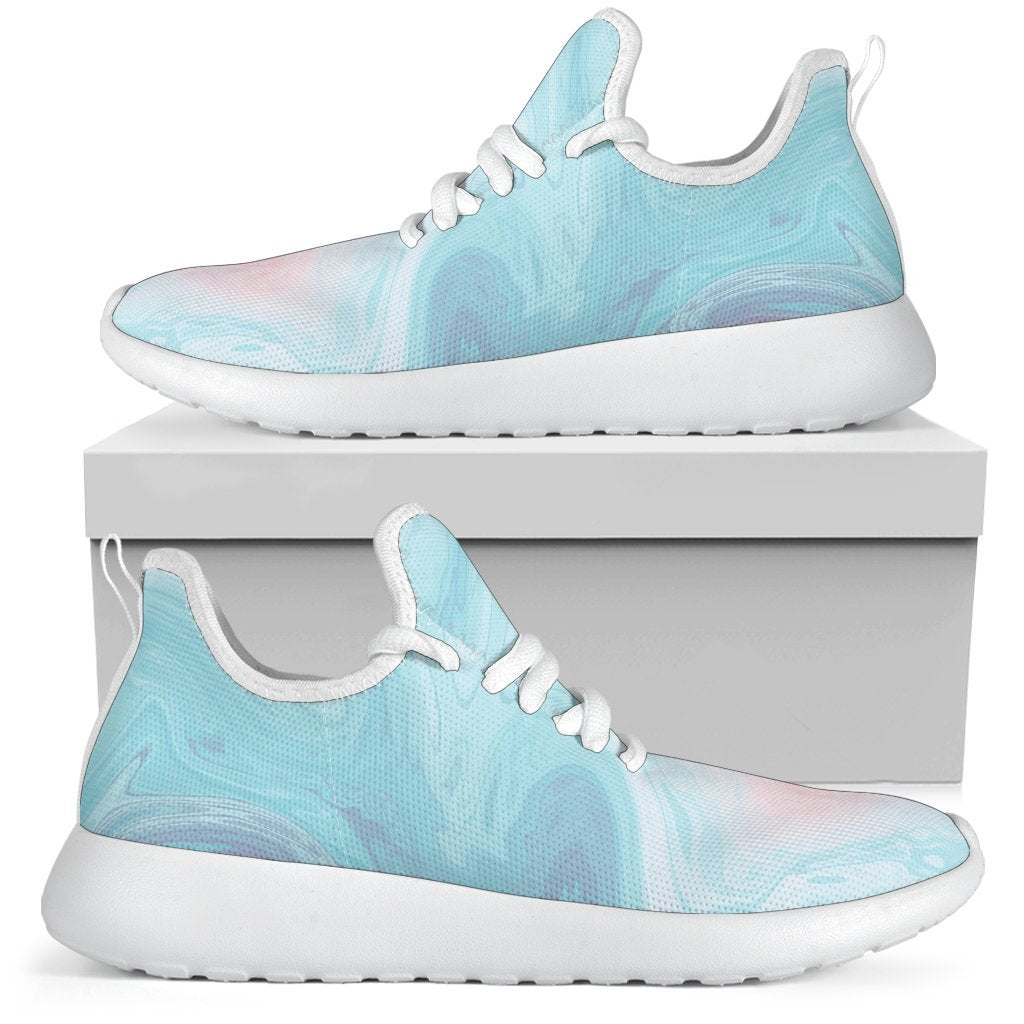 Teal Pink Liquid Marble Print Mesh Knit Shoes GearFrost