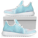 Teal Pink Liquid Marble Print Mesh Knit Shoes GearFrost