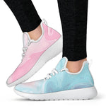 Teal Pink Liquid Marble Print Mesh Knit Shoes GearFrost