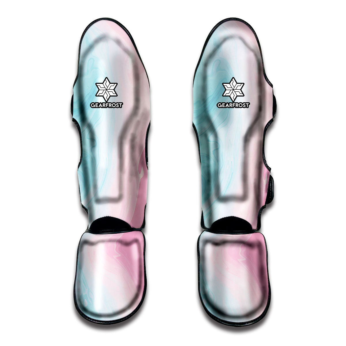 Teal Pink Liquid Marble Print Muay Thai Shin Guard