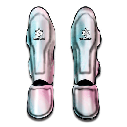 Teal Pink Liquid Marble Print Muay Thai Shin Guard