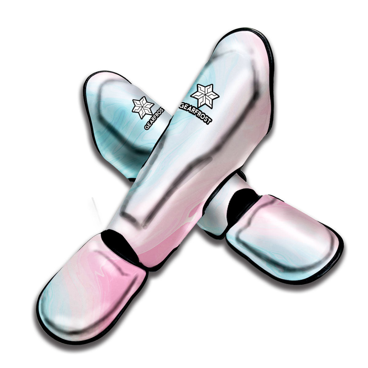 Teal Pink Liquid Marble Print Muay Thai Shin Guard