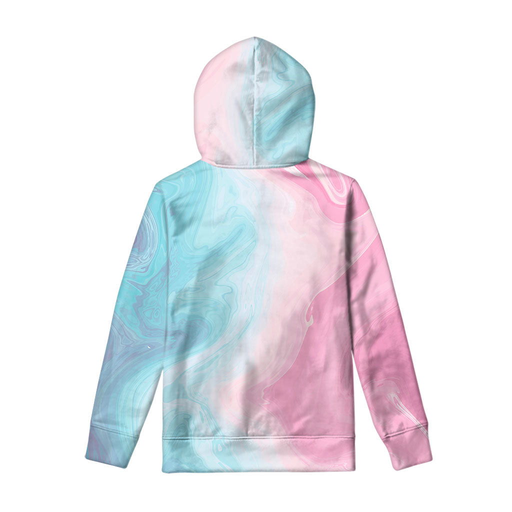 Teal Pink Liquid Marble Print Pullover Hoodie