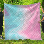 Teal Pink Liquid Marble Print Quilt
