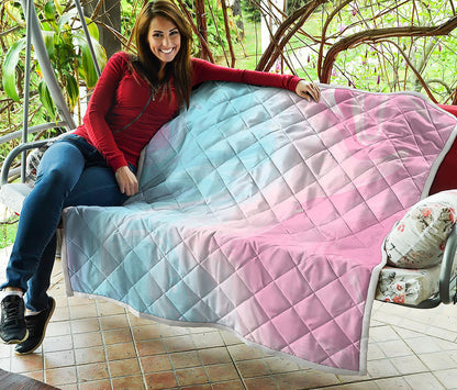 Teal Pink Liquid Marble Print Quilt