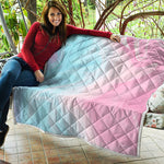 Teal Pink Liquid Marble Print Quilt