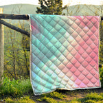 Teal Pink Liquid Marble Print Quilt
