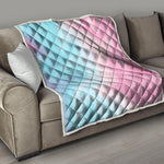 Teal Pink Liquid Marble Print Quilt