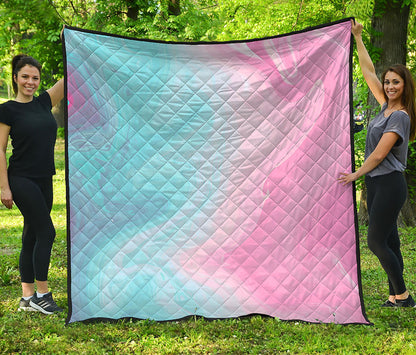 Teal Pink Liquid Marble Print Quilt