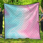 Teal Pink Liquid Marble Print Quilt