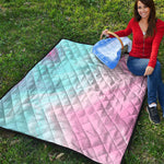 Teal Pink Liquid Marble Print Quilt