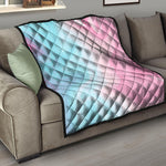 Teal Pink Liquid Marble Print Quilt