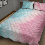 Teal Pink Liquid Marble Print Quilt Bed Set
