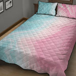 Teal Pink Liquid Marble Print Quilt Bed Set