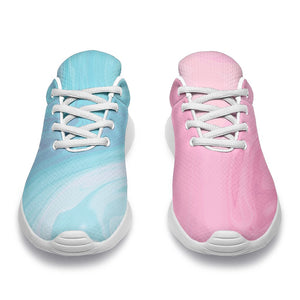 Teal Pink Liquid Marble Print Sport Shoes GearFrost