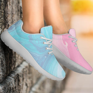 Teal Pink Liquid Marble Print Sport Shoes GearFrost