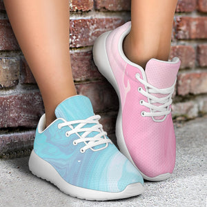 Teal Pink Liquid Marble Print Sport Shoes GearFrost