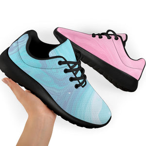 Teal Pink Liquid Marble Print Sport Shoes GearFrost