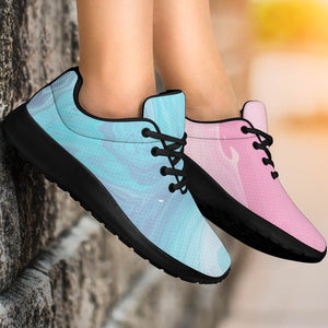 Teal Pink Liquid Marble Print Sport Shoes GearFrost