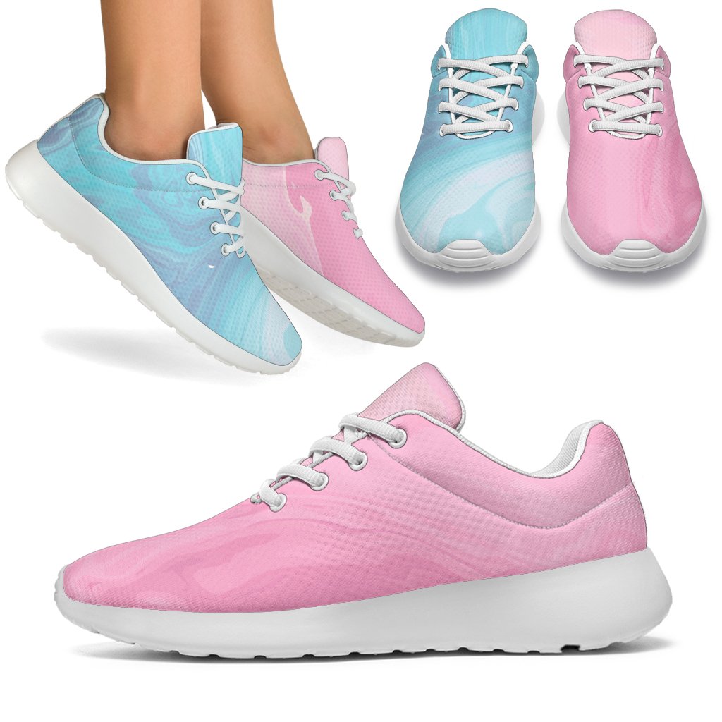 Teal Pink Liquid Marble Print Sport Shoes GearFrost