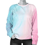 Teal Pink Liquid Marble Print Women's Crewneck Sweatshirt GearFrost