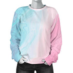 Teal Pink Liquid Marble Print Women's Crewneck Sweatshirt GearFrost