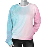 Teal Pink Liquid Marble Print Women's Crewneck Sweatshirt GearFrost