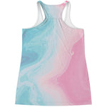 Teal Pink Liquid Marble Print Women's Racerback Tank Top