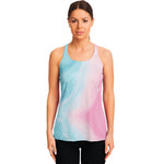 Teal Pink Liquid Marble Print Women's Racerback Tank Top