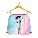 Teal Pink Liquid Marble Print Women's Shorts