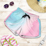 Teal Pink Liquid Marble Print Women's Shorts