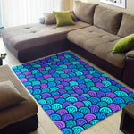 Teal Pink Mermaid Scales Pattern Print Area Rug GearFrost