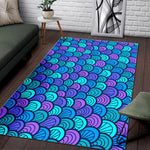 Teal Pink Mermaid Scales Pattern Print Area Rug GearFrost
