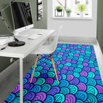Teal Pink Mermaid Scales Pattern Print Area Rug GearFrost