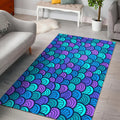 Teal Pink Mermaid Scales Pattern Print Floor Mat