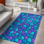 Teal Pink Mermaid Scales Pattern Print Area Rug GearFrost