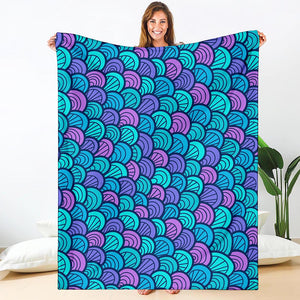 Teal Pink Mermaid Scales Pattern Print Blanket