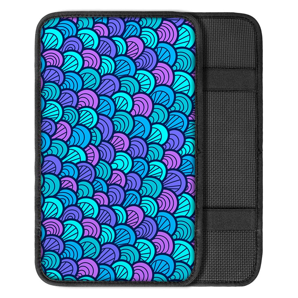 Teal Pink Mermaid Scales Pattern Print Car Center Console Cover