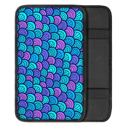 Teal Pink Mermaid Scales Pattern Print Car Center Console Cover